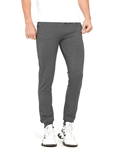 通用 Extra Lang Herren Jogginghose Slim Fit Sporthose Hose mit Reissverschluss Taschen (Dark Gray/36inseam(91.5cm), M) von 通用
