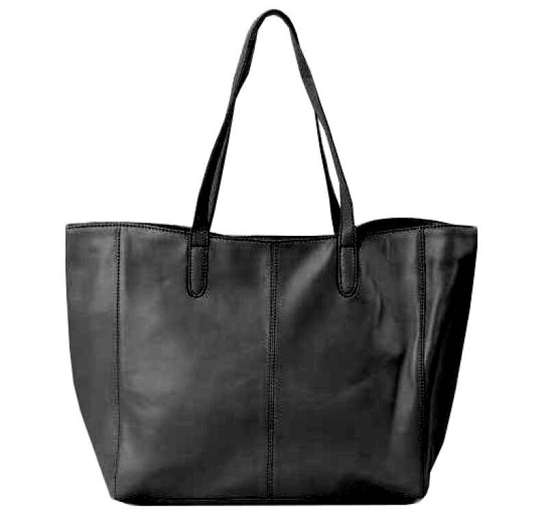 FreiGut Shopper echt Leder schwarz Schwarz von -