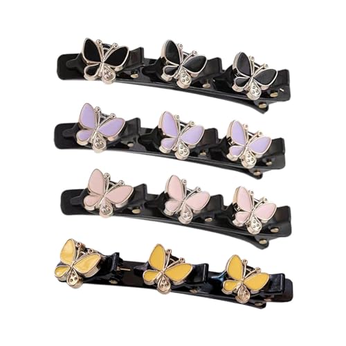 Glitzernde Haarspangen, geflochtene Haarspangen – Haarspangen Mode Haarspangen | Haarspangen, modische geflochtene Haarspangen mit 3 kleinen Clips für Frauen, 4 Stück von ノーブランド品