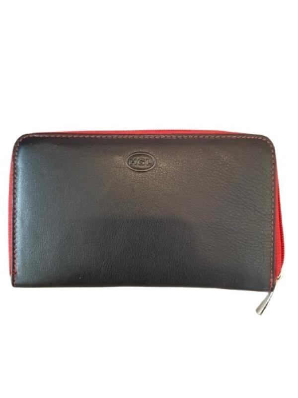 HGL Damenbörse m. RV und RFID Schwarz-rot von -