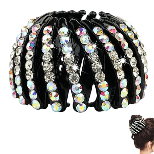 Haarspange mit Strasssteinen, erweiterbarer Pferdeschwanz-Halter, Haarklammer, Vogel-Haarspange, bunt, modischer Duttmacher, Haarschmuck, Donut-Dutt-Maker für Frauen, Mädchen, Freunde von ノーブランド品