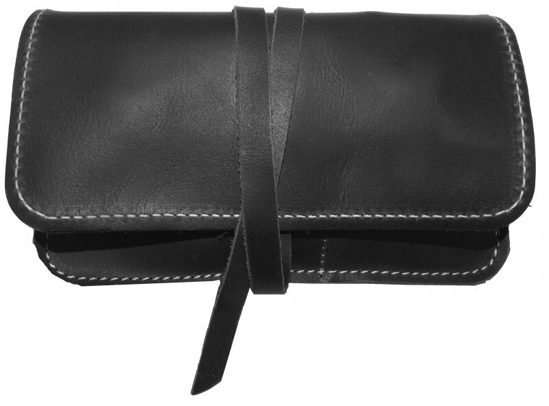 KALOS AND SONS Quarter Tabaktasche echt Rindleder mit Lederschnur anthrazit Grau von -