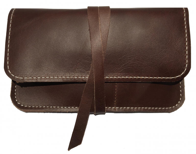 KALOS AND SONS Quarter Tabaktasche echt Rindleder mit Lederschnur kastanienbraun Braun von -