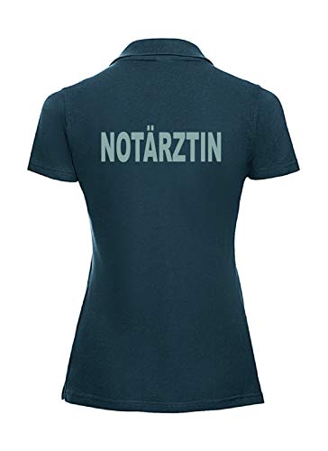 Lady FIT Damen Polo-Shirt Navy für Notärztin mit Brust und Rückenaufdruck in Reflexsilber (L) von ?