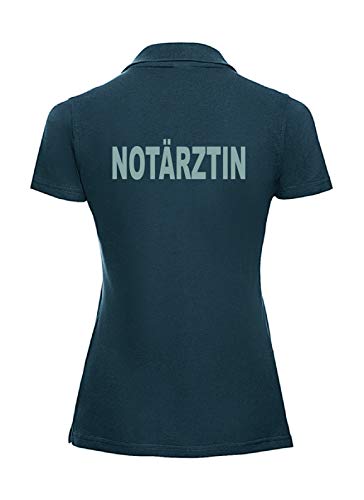 Lady FIT Damen Polo-Shirt Navy für Notärztin mit Brust und Rückenaufdruck in Reflexsilber (XL) von ?