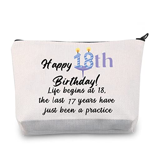 Happy 18th Birthday Gifts for Her Make-up Bag 18 Year Old Girl Birthday Gifts Friend Bestie Daughter 18th Bday Gifts Travel Cosmetic Pouch Bag, Tasche zum 18. Geburtstag von 通用