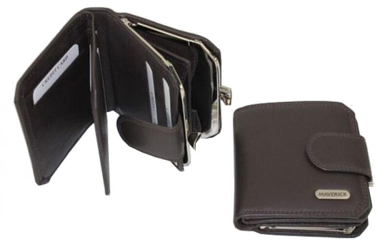 Maverick Bügelbörse echt Leder dunkelbraun Braun von -