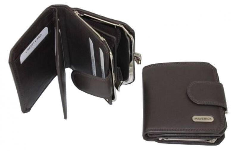 Maverick Bügelbörse echt Leder dunkelbraun Braun von -