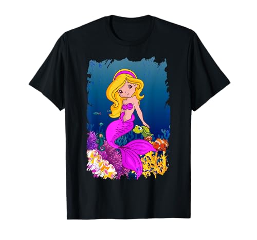 Meerjungfrau Mädchen niedliche Meerjungfrau Kunst Geburtstag Party Mädchen T-Shirt von マーメイドガール かわいいマーメイドアートギフト