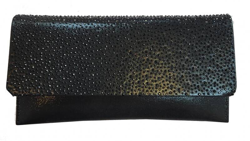 Menbur Clutch Überschlagtasche mit Silberkette schwarz Schwarz von -