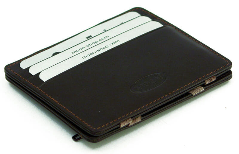 Moon Wunderbörse Clip-Clap Notenbörse mit RV-Münzfach echt Leder braun Braun von -