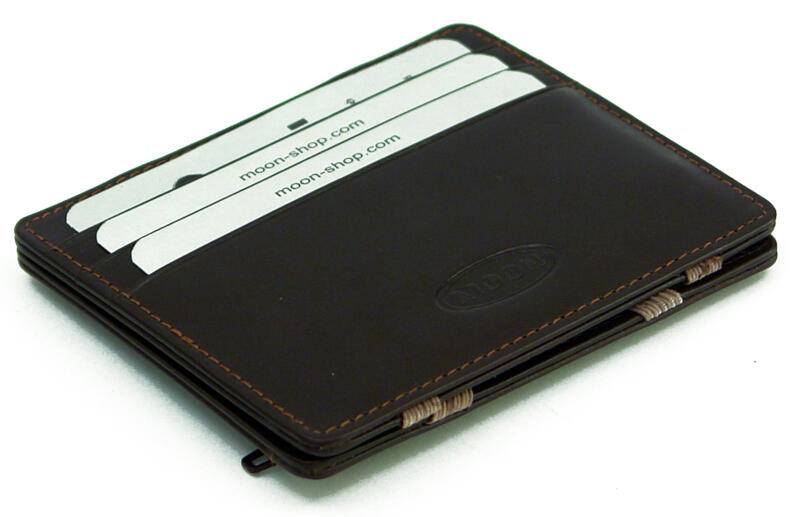 Moon Wunderbörse Clip-Clap Notenbörse mit RV-Münzfach echt Leder braun Braun von -