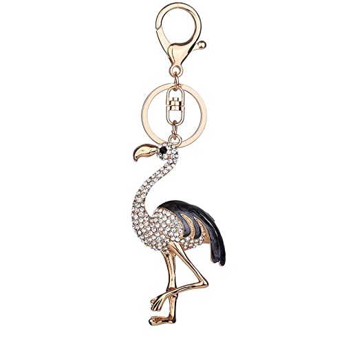 通用 Netter Flamingo Strass Schlüsselanhänger,Auto Anhänger，Funkelnder Tier Charm Schlüsselanhänger (schwarz) von 通用