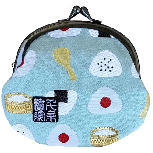 Nishijin Brokat Rundverschluss Geldbörse Münzbörse mit Futter Größe L, Aozoraomusubi, Geldbörse mit japanischem Verschluss von 千糸繍院