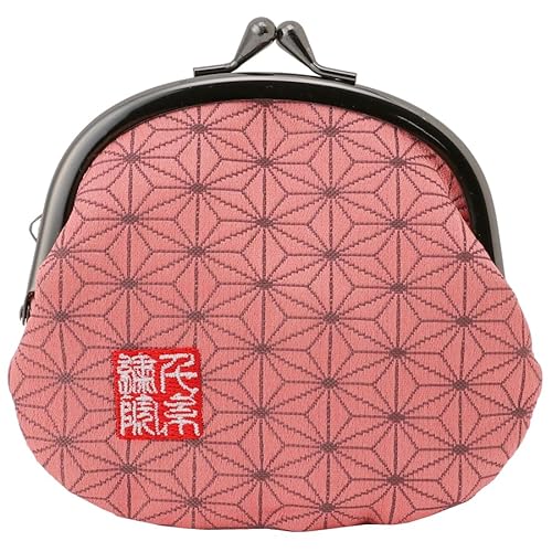 Nishijin Brokat Rundverschluss Geldbörse Münzbörse mit Futter Größe L, Momoasanoha, Geldbörse mit japanischem Verschluss von 千糸繍院