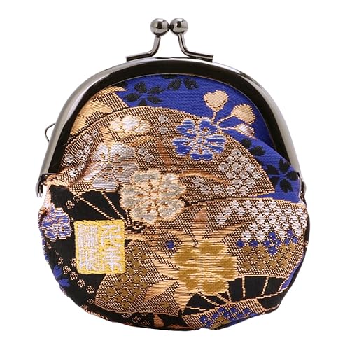 Nishijin Brokat Rundverschluss Geldbörse Münzbörse mit Futter Größe M, Seiranogizakura, Geldbörse mit japanischem Verschluss von 千糸繍院