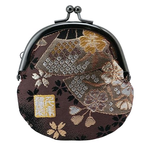 Nishijin Brokat Rundverschluss Geldbörse Münzbörse mit Futter Größe M, Susuogizakura, Geldbörse mit japanischem Verschluss von 千糸繍院