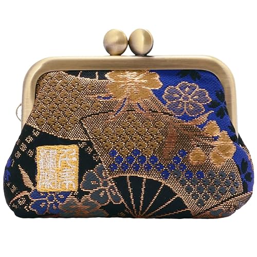 Nishijin Brokat Square Clasp Geldbörse Münzbörse mit Futter Größe M, Seiranogizakura, Geldbörse mit japanischem Verschluss von 千糸繍院