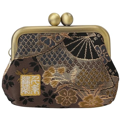 Nishijin Brokat Square Clasp Geldbörse Münzbörse mit Futter Größe M, Susuogizakura, Geldbörse mit japanischem Verschluss von 千糸繍院