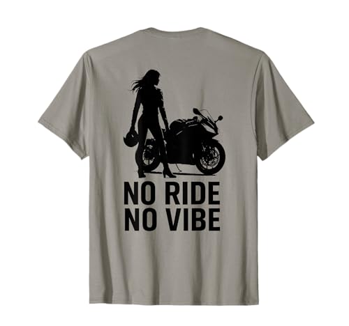 No Ride No Vibe Herren Damen Motorrad Reiten Silhouette Design Schwarz und Weiß Sport Bike Style T-Shirt von にりん女子