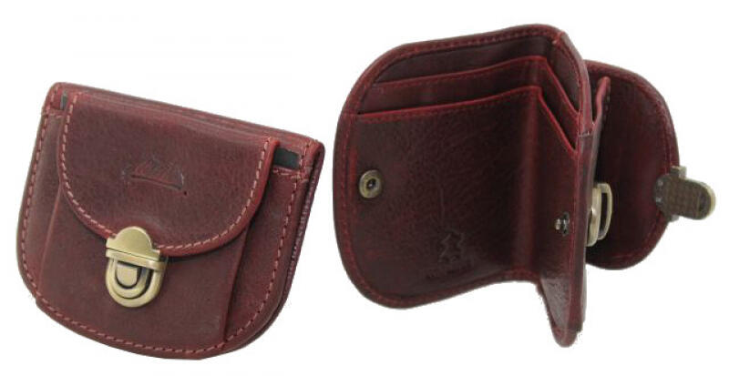 Nobelle Damenbörse mit Schnappverschluß klein echt Leder rot Rot von -