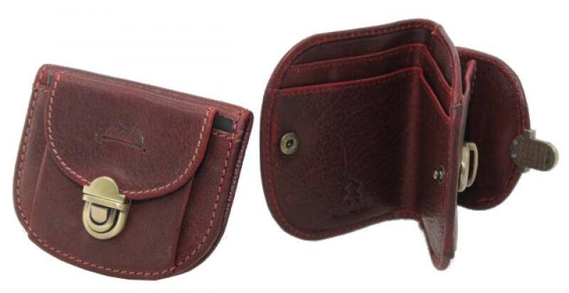 Nobelle Damenbörse mit Schnappverschluß klein echt Leder rot Rot von -