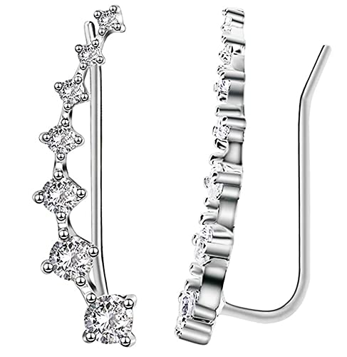 Ohrstecker Ohrring Ohrklemmen 7 Kristalle 925er Sterling Silber Hypoallergen von 通用