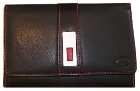 Old River Damenbörse mit Überschlag und Riegel echt Rindleder schwarz Schwarz von -