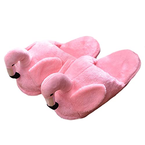 通用 PINGESILU Damen hausschuhe Flamingo Plüschtier Hausschuhe Plüschhaus warme Hausschuhe Damen Indoor Haushaltsschuhe (36/42 EU, Rosa Halbpackung, numeric_36) von 通用