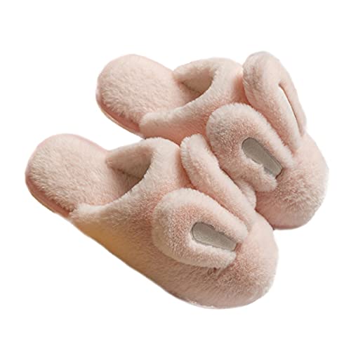 通用 PINGESILU Niedliche Hasenohren Tier Plüsch Hausschuhe Damen Zuhause rutschfeste Hausschuhe Indoor warme Plüsch Hausschuhe (38/39 EU, Rosa, numeric_38) von 通用