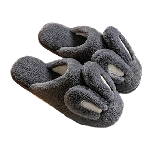 通用 PINGESILU Niedliche Hasenohren Tier Plüsch Hausschuhe Damen Zuhause rutschfeste Hausschuhe Indoor warme Plüsch Hausschuhe (40/41 EU, Dunkelblau, numeric_40) von 通用
