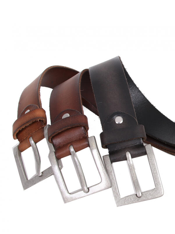 Prato Antik Silver Herrengürtel 100cm echt Leder cognac Braun von -