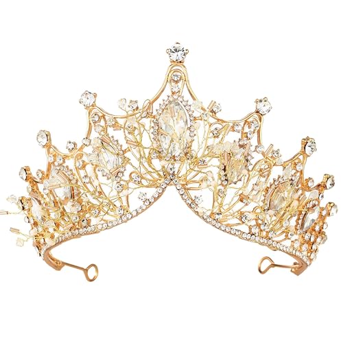 Prinzessin Diadem Hochzeit Tiara, gold Strass Königin Krone, Göttin, Königin, Weihnachtskostüm, Cosplay, für Prom, Festzüge, Party, Gold Kopfschmuck, Frauen von MZSX