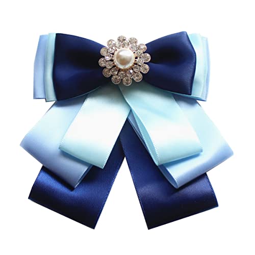 Schleifenbrosche Strass Perle Brosche Damen Mädchen Broschennadeln Bekleidungs Schmuck (A-Blau) von 通用