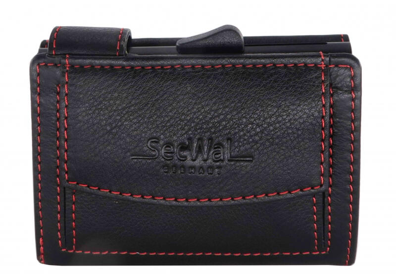Secwal2 Kartenetui Geldbeutel RFID echt Leder schwarz rot Schwarz von -