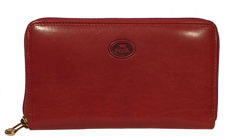 THE Bridge Damenbörse mit Rundum-Reissverschluß Voll-Rindleder rot Rot von -