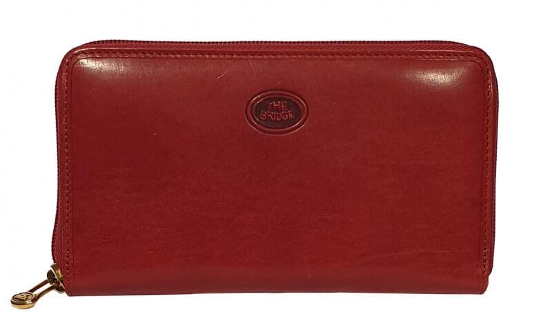 THE Bridge Damenbörse mit Rundum-Reissverschluß Voll-Rindleder rot Rot von -