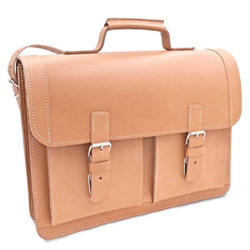 Thielemann Oslo Aktentasche M handgefertigt in Deutschland 2 Fächer echt Rindleder Ranger hell Braun von -
