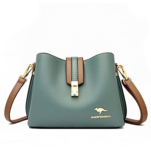 通用 Weiche Lederhandtasche Damen Kleine Lässige Damen Messenger Umhängetasche Damen Messenger Bag 2022,Grün,22 * 17 * 11CM von 通用