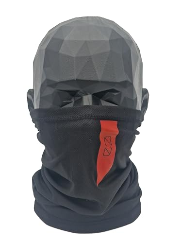 0-FINITY® Multifunktionstuch Maske Schal Bandana Mützen Halstuch Gesichtsmaske Nackenschutz Motorrad Fahrrad Sport taktisch taktisch Alle Jahreszeiten Herren Damen One Size, Schwarz mit rotem Logo, von 0-FINITY