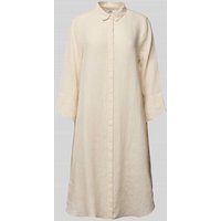 0039 Italy Knielanges Hemdblusenkleid aus Leinen mit 3/4-Arm Modell 'GRACY' in Beige, Größe L von 0039 italy