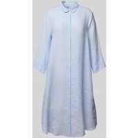 0039 Italy Knielanges Hemdblusenkleid aus Leinen mit 3/4-Arm Modell 'GRACY' in Bleu, Größe XXL von 0039 italy