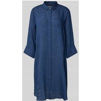 0039 Italy Knielanges Hemdblusenkleid aus Leinen mit 3/4-Arm Modell 'GRACY' in Marine, Größe XXL von 0039 italy
