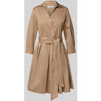 0039 Italy Knielanges Hemdblusenkleid mit Bindegürtel Modell 'JULE' in Camel, Größe L von 0039 italy
