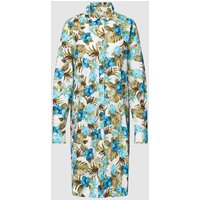 0039 Italy Knielanges Hemdblusenkleid mit floralem Muster in Tuerkis, Größe XS von 0039 italy