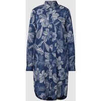 0039 Italy Knielanges Hemdblusenkleid mit floralem Print Modell 'Gracia' in Marine, Größe XL von 0039 italy