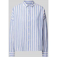 0039 Italy Regular Fit Leinenhemdbluse mit überschnittenen Schultern in Blau, Größe L von 0039 italy