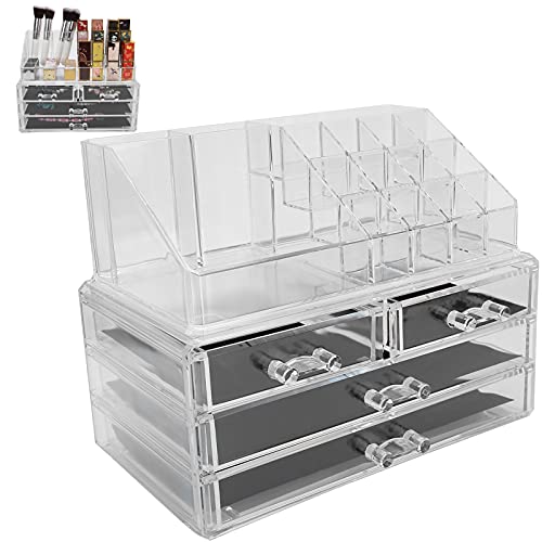 Make-up Display Box, modische transparente Make-up Schubladenhalter sicher mit 3 Schubladen für Lippenstift Box für Frauen für Ewelry Haarnadelhalter für Mädchen von 01