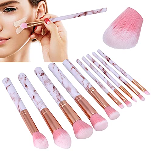 Make-up-Pinsel-Set, glatt und weich, langlebig, bequemer Griff, Make-up-Pinsel-Set, 10 Stück, tragbar für Gesichts-Make-up für Mädchen für Frauen(Pink bristles) von 01