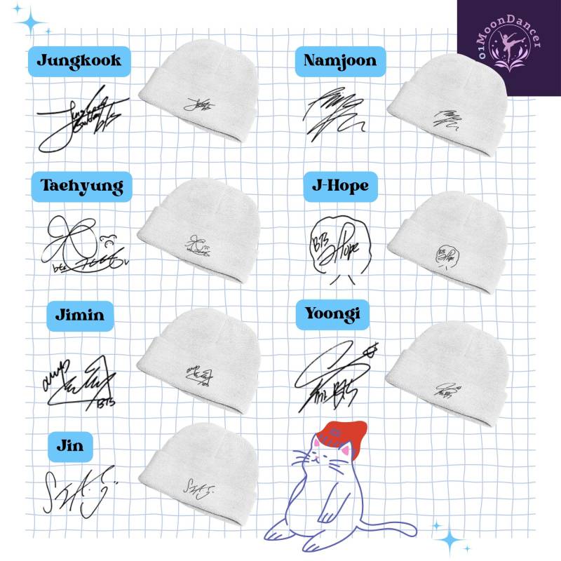 Bts All Member Signature Merch Beanie | Lowkey Aesthetics von 01MoonDancer
